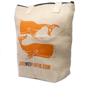 Eco Jute Bag - Two Whales - Click Image to Close